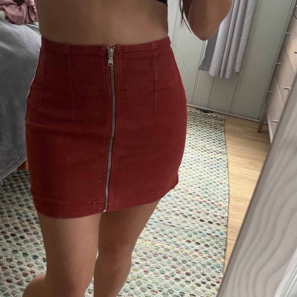 Free People Rust Red Zipper Front Women's Skirt